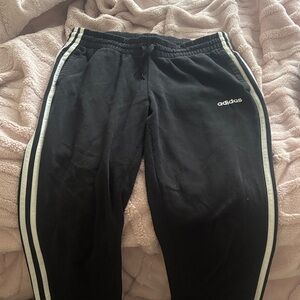 adidas Black Joggers with White Side Stripes